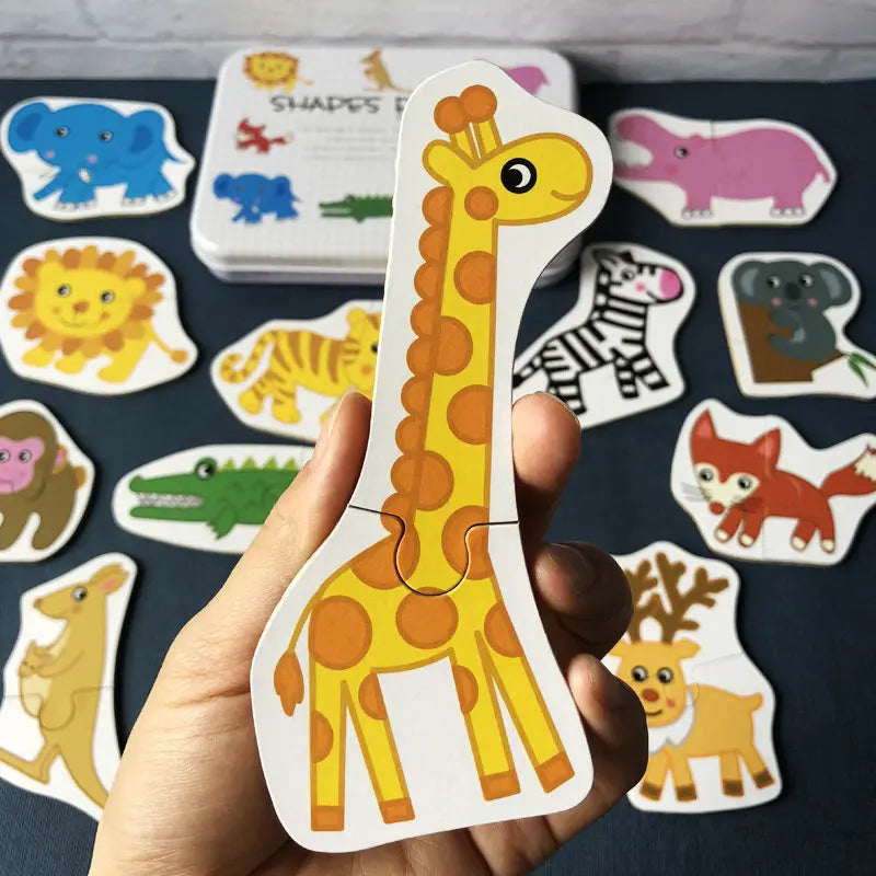 Montessori Wooden Animal Puzzle Set with Storage Box