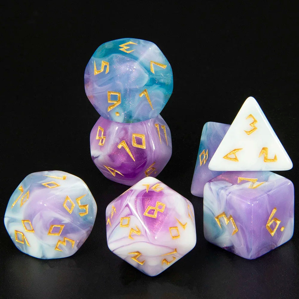 7-Piece Polyhedral Glitter Dice Set for Dungeons & Dragons