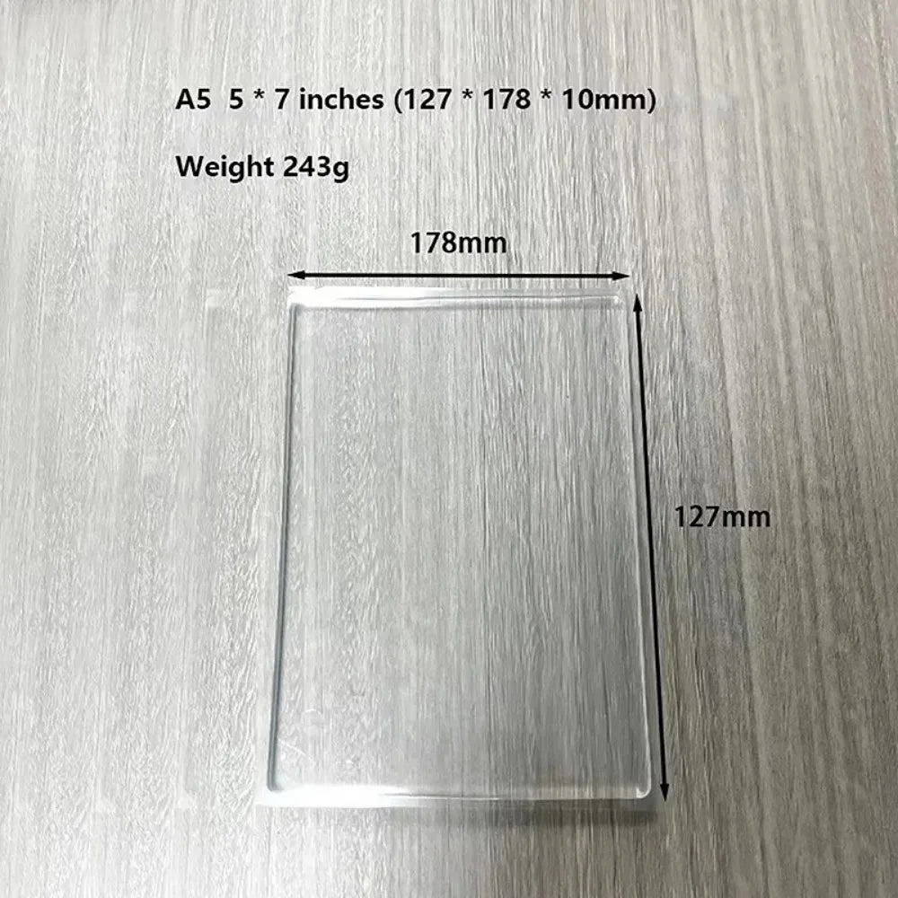 A clear silicone gel printing plate measuring 178mm by 127mm is shown on a light surface.