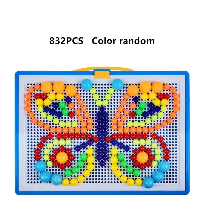 Pegboard Building Set – Colorful STEM Learning Toy with Beads and Rubber Stoppers