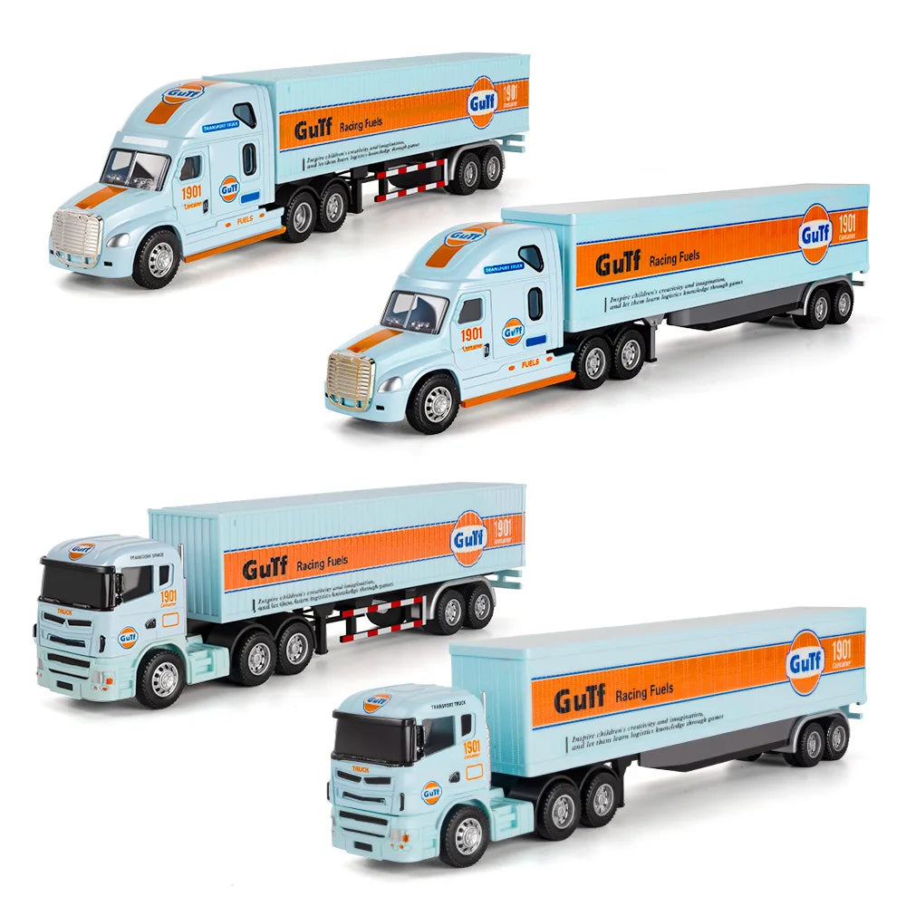 1:64 Scale Die-Cast Trailer Truck with Container - Gulf Racing Edition