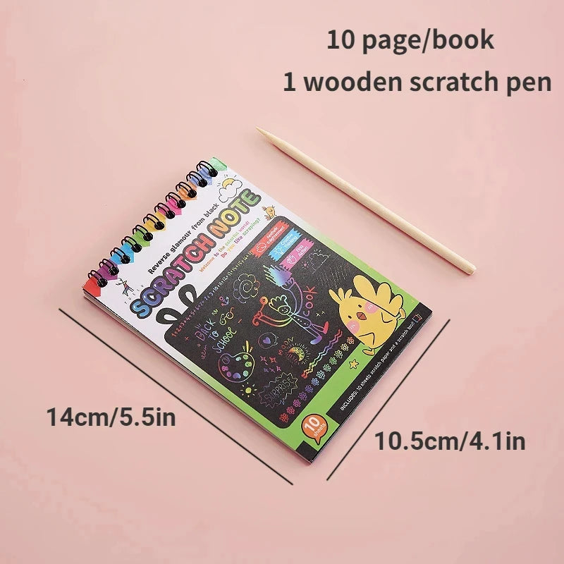 Rainbow Scratch Art Paper Set for Kids – DIY Graffiti & Drawing Activity Book