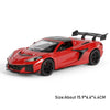 A red 1:32 scale diecast supercar model with pull-back action and opening doors.