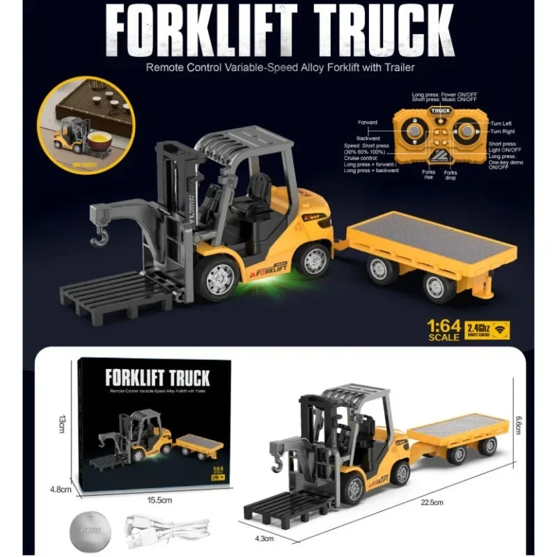 1:64 Scale Remote Control Engineering Vehicle with Lights and Sounds