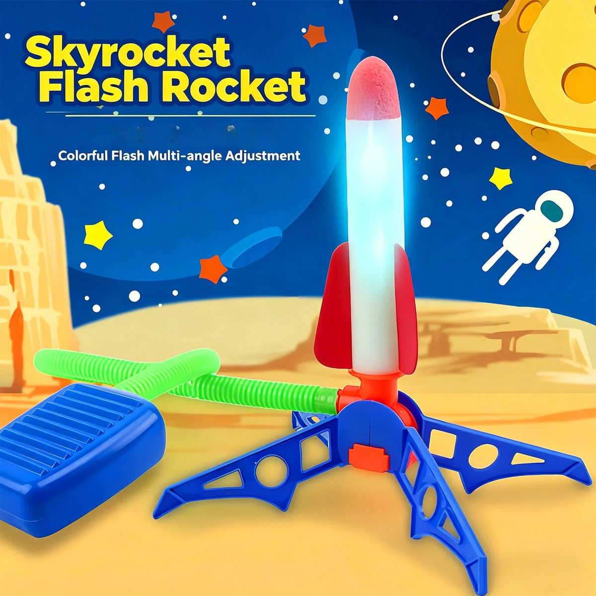 Glowing Stomp Rocket Launcher for Kids – Outdoor Step-to-Launch Toy with Soft Foam Tip