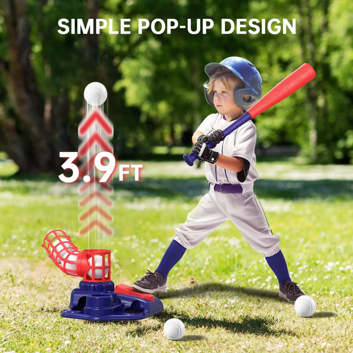 3-in-1 Kids Baseball Practice Set with Adjustable Tee and Launcher