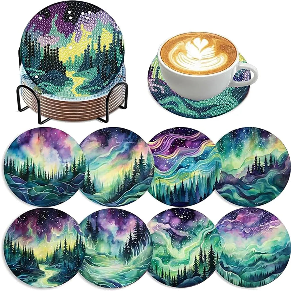 Ocean Series Diamond Art Coaster Kit with Stand – DIY Craft Set for Adults & Beginners