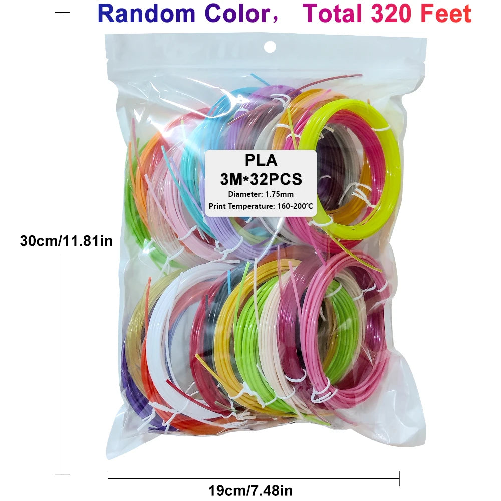 PLA 3D Pen Filament Refill Pack – 1.75mm, Multi-Color Bundle