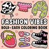 A coloring book featuring bold cute animal and floral designs for stress relief.