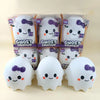 Pack of six white ghost squishy stress relief toys in clear packaging and loose.