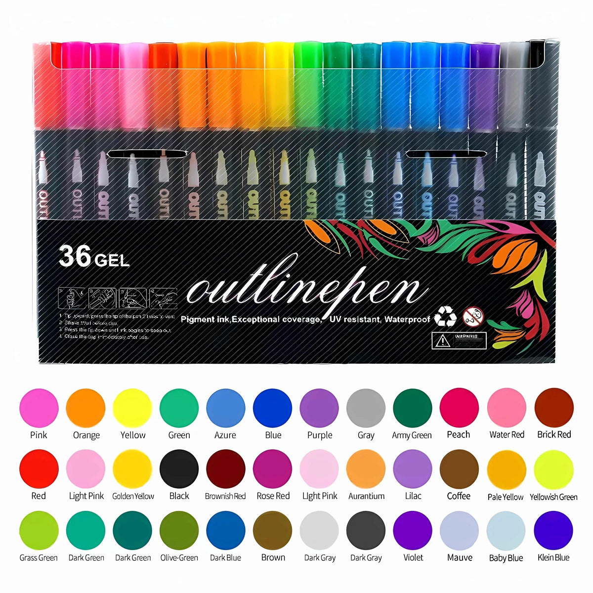 Double Line Glitter Marker Pens – Metallic Outline & Shimmer Set