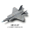 1/72 scale model of a US F-35 fighter jet in gray and orange camouflage.