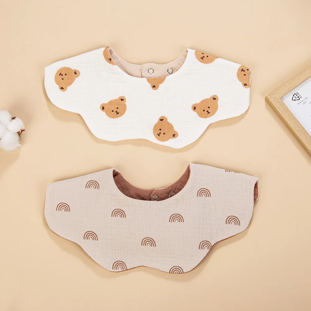 6-Layer Muslin Cotton Baby Bibs with Waterproof Backing