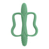 A light green silicone teether with a textured, ridged top and an easy-grip handle.