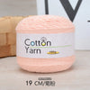 A ball of light pink 100% cotton yarn labeled as Cotton Yarn for knitting and crochet.