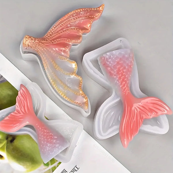 Moules en silicone queue de sirène rose et or pour décoration de gâteaux