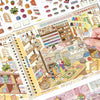 A collection of stickers depicting various supermarket and convenience store scenes and items.