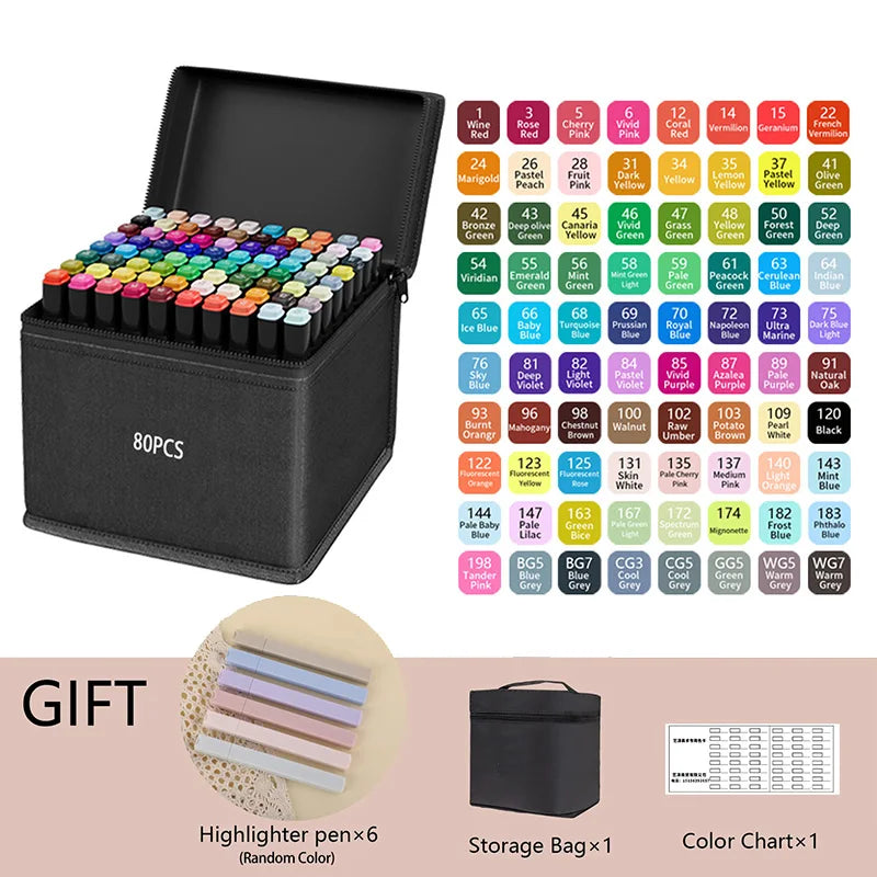Dual-Tip Alcohol Art Markers – 168 Color Set for Illustration & Sketching