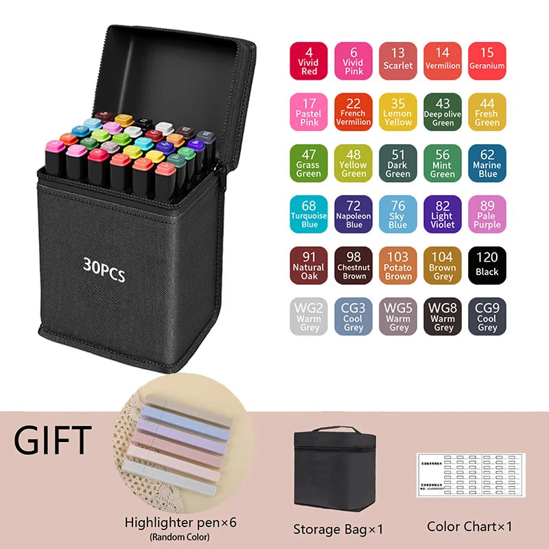 Dual-Tip Alcohol Art Markers – 168 Color Set for Illustration & Sketching