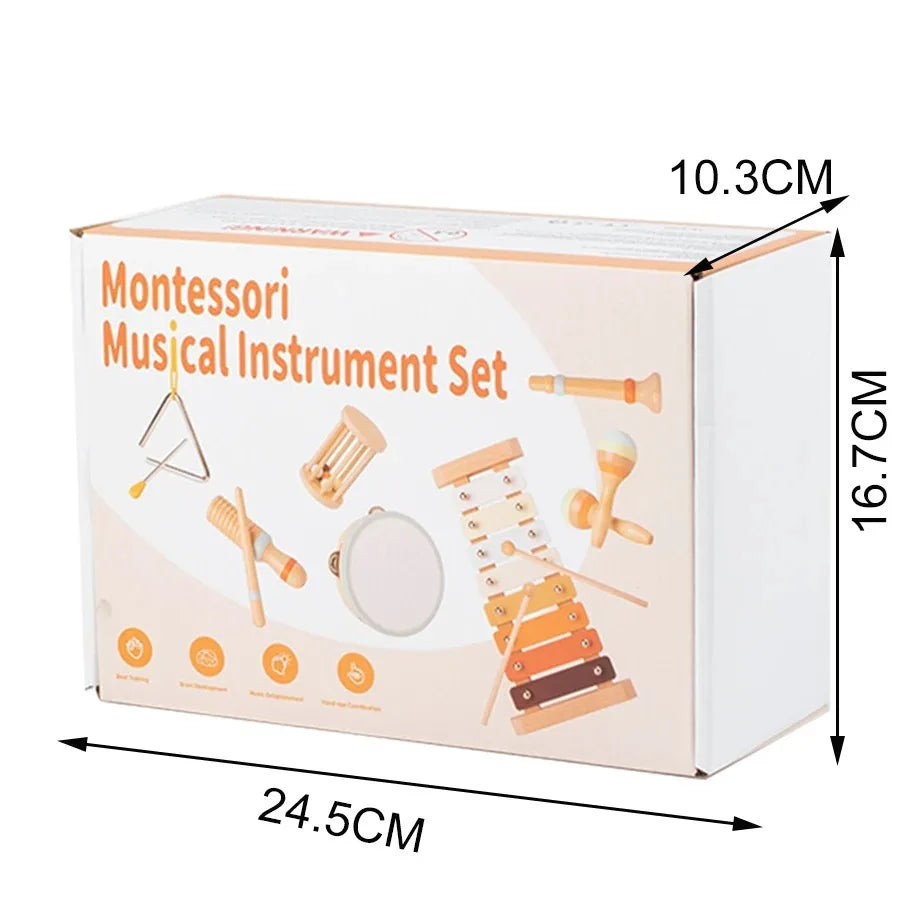 Wooden Montessori Percussion Instrument Set with Xylophone for Toddlers