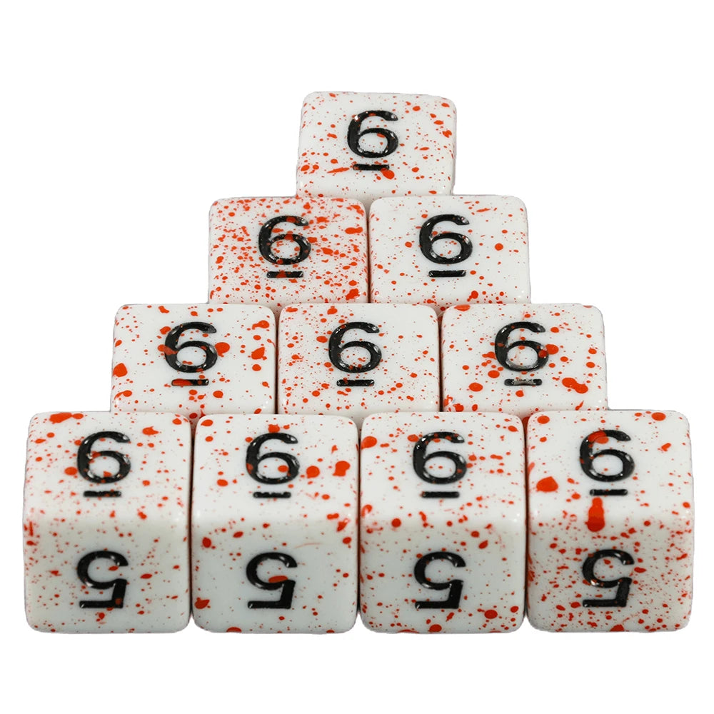 Opaque White Polyhedral Dice Set with Blood Effect for Tabletop RPGs