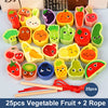 Wooden Animal & Fruit Threading Beads Set for Toddlers