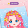 A collection of reusable stickers featuring various princess characters and designs for a make-a-face book.