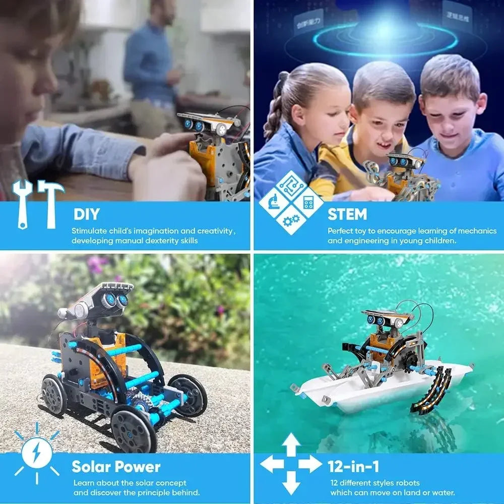Solar-Powered 13-in-1 STEM Robot Building Kit for Kids 8+