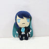 A plush doll of Ado Hibana with dark blue hair and blue eyes wearing a black ribbon bow