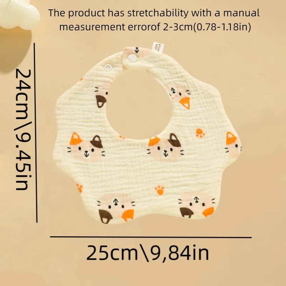 6-Layer Crinkle Muslin Baby Bib with 360° Rotating Neckline