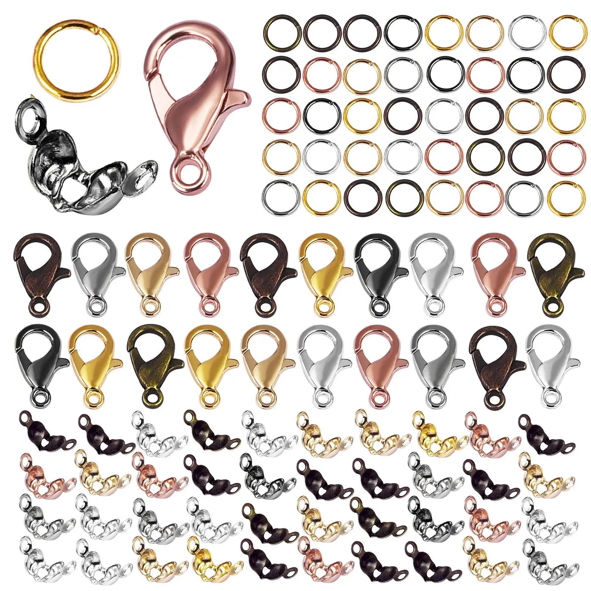 Stainless Steel Jewelry Findings Kit with Clasps, Jump Rings & Connectors