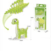 A green dinosaur model set featuring a large dinosaur figure and a corresponding 3D paper puzzle model.
