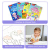 A set of four 16-page coloring books featuring Unicorn, Space, Mermaid, and Dinosaur themes for children over three years old