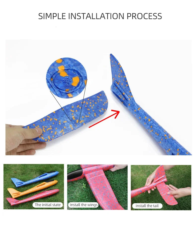 Large 50cm Foam Glider Airplane – Hand-Launch Flying Toy