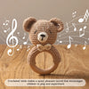Handcrafted Wooden Crochet Animal Rattle for Babies