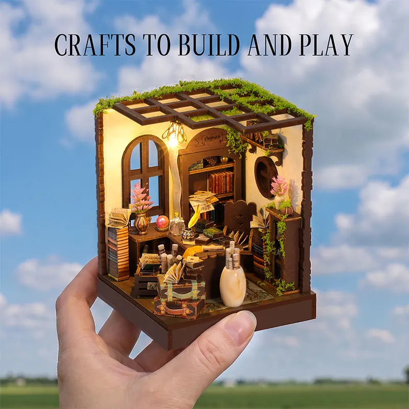 DIY Wooden Miniature House Kit with LED Lighting