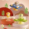 A set of suction cup spinner bath toys for toddlers featuring cute animal figures in various colors and materials.
