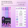 A set of six purple acrylic gel pens with various shades including lilac, fantasy purple, and gentle purple.