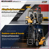 Yellow alloy forklift truck model with realistic lights and sounds for immersive operation