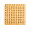 A yellow multiplication math board game with numbered tiles from 1 to 100.
