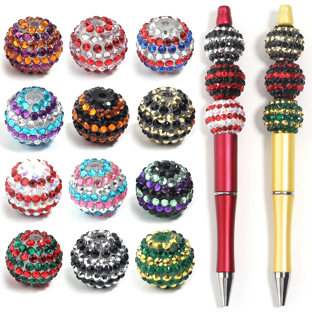 Sparkling Two-Tone Striped Resin Beads (20mm, Set of 5)