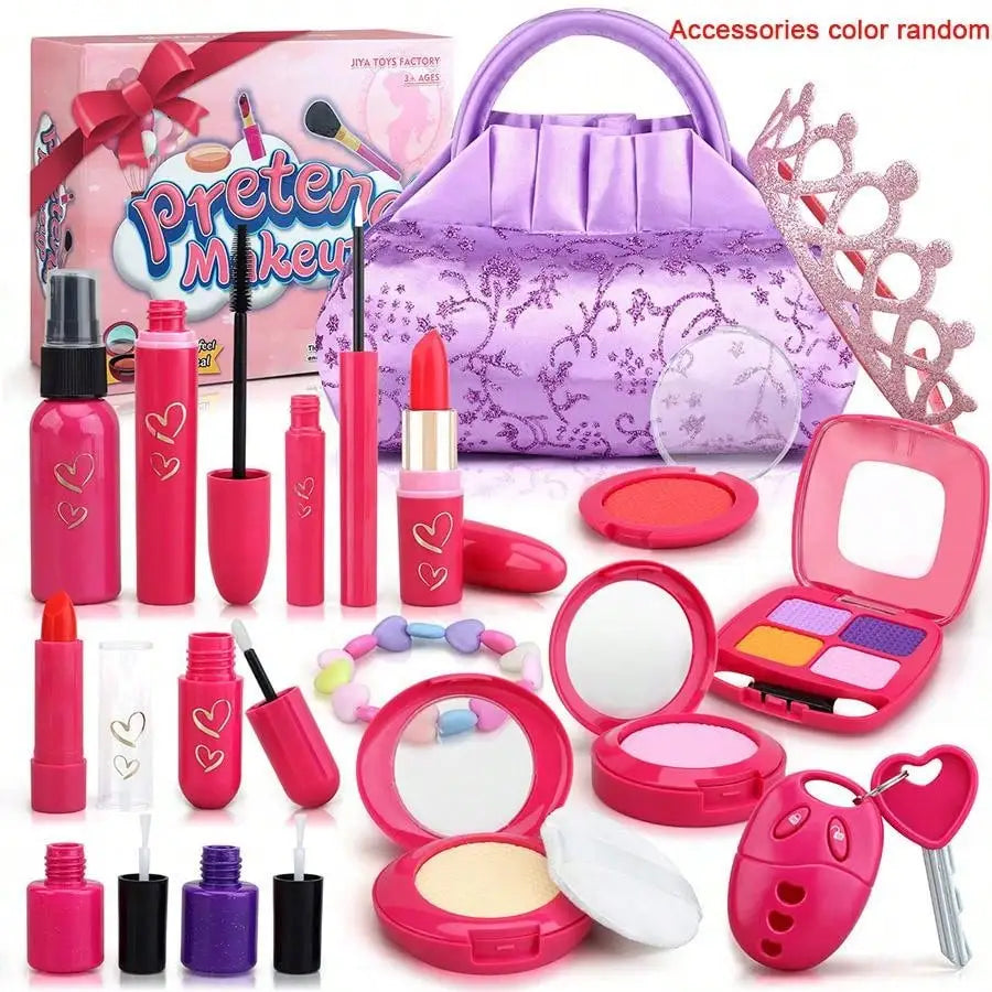 Pretend Play Makeup Kit for Kids with Princess Purse