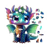 A vibrant, detailed illustration of a fantasy creature with purple and teal skin and large wings.