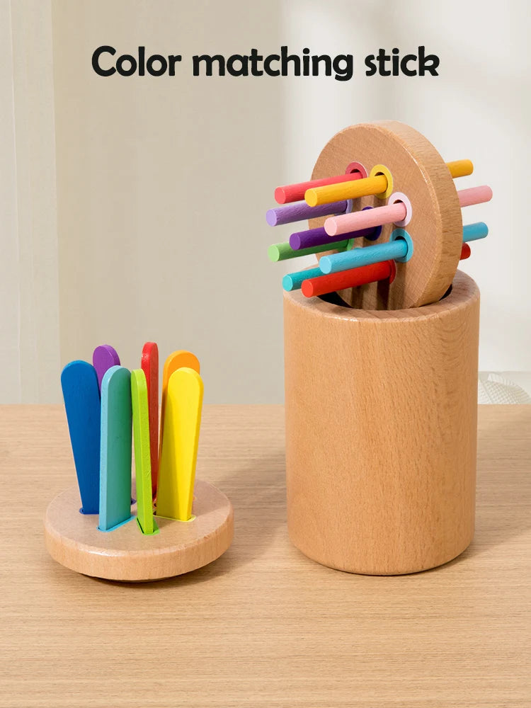 Wooden Color Sorting Toy for Toddlers – Montessori Fine Motor Skills Game