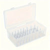 Transparent sewing thread organizer with 42 bobbins and 24 compartments shown open