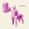A pink alphabet transformable robot toy figure shaped like a giraffe.