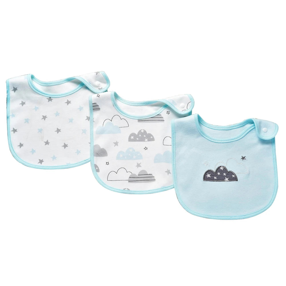 Soft Cotton Baby Bibs (3-Pack) with Cartoon Prints