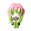 A set of four Demon Slayer anime action figures featuring characters like Tanjirou and Nezuko with pink hair and green accent