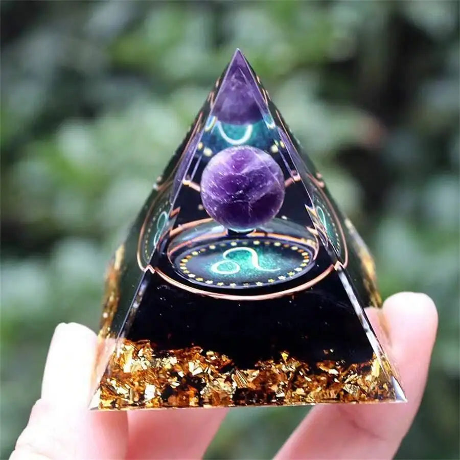 Zodiac Resin Pyramid Decoration with Crystal Ball