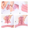 Five steps showing how to use a manual knitting machine for hats and scarves